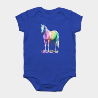 Pastel Rainbow Colors Wet Paint Pinto Horse Baby Bodysuit